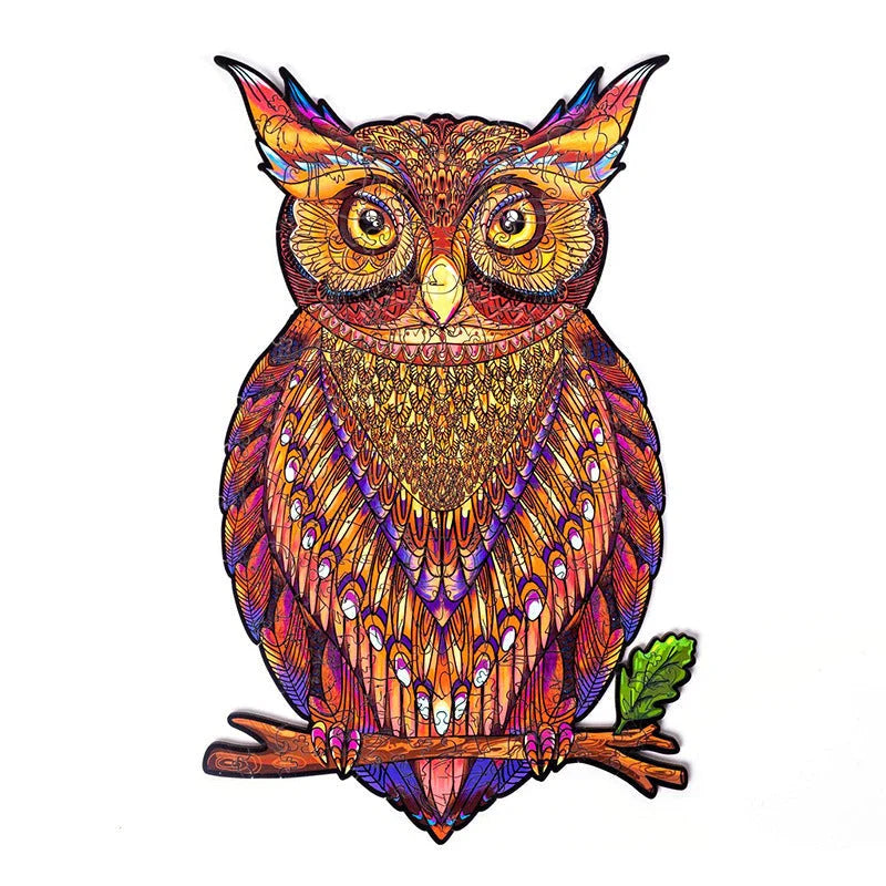 Charming wooden animal puzzles featuring a variety of wild creatures like foxes, wolves, and owls, perfect for a unique Christmas gift.