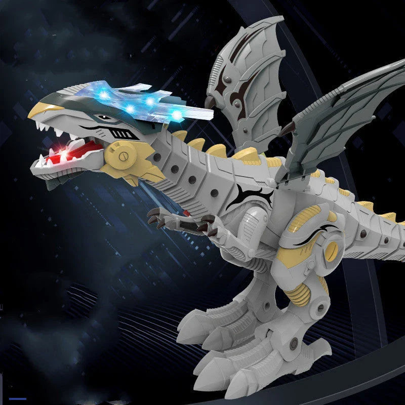 Roaming Robotic Dragon Toy with Lifelike Movement, Flashing Lights, Sounds, and Water Spray Effects