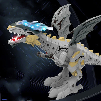 Roaming Robotic Dragon Toy with Lifelike Movement, Flashing Lights, Sounds, and Water Spray Effects