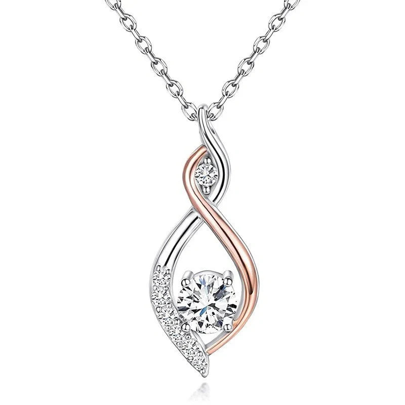 Elegant Two-Tone Electroplated Smart Necklace with gemstone pendant