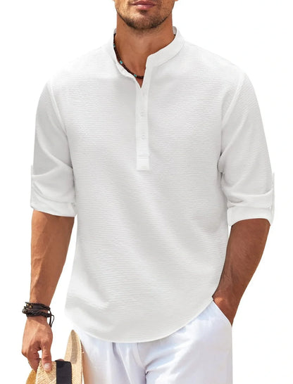 Premium casual cotton shirt in various colours with a stylish stand collar design