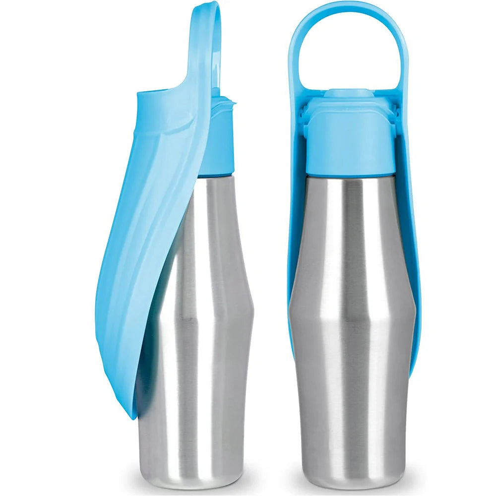 Portable dog water bottle with soft silicone leaf design for outdoor hydration