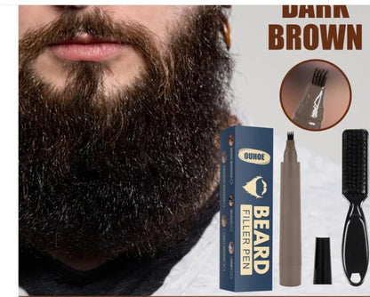 Beard Filler Pencil Kit for Men - Barber-Style Facial Hair Styling Brush and Concealer
