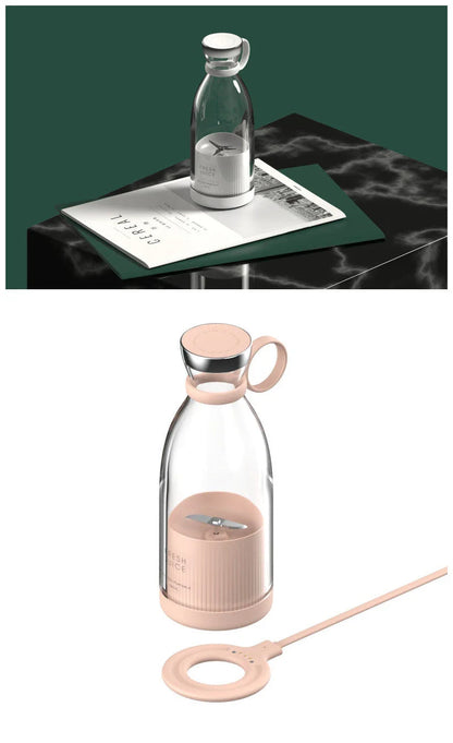 Powerful USB rechargeable smoothie blender with stainless steel blades, compact portable design, and one-touch operation