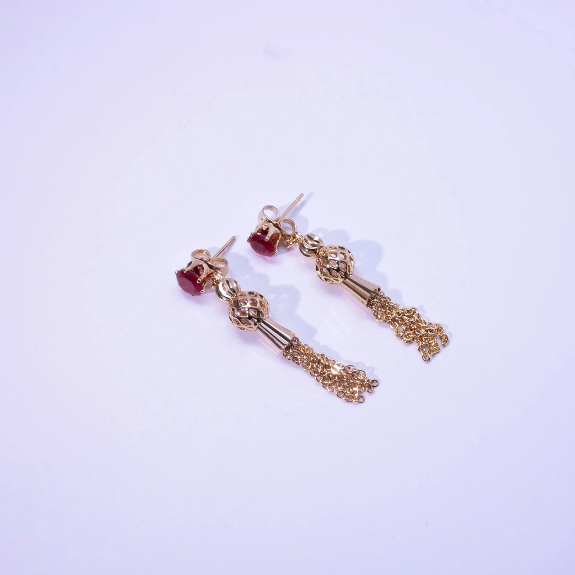 Gold-plated diamond tassel earrings for women with a copper base