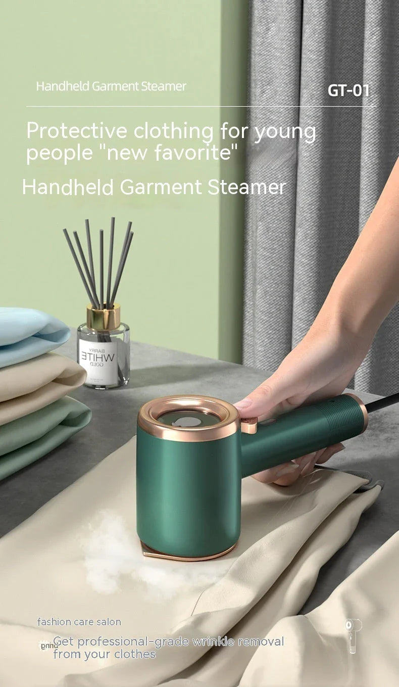 Compact handheld garment steamer with titanium soleplate for wrinkle-free clothes on the go