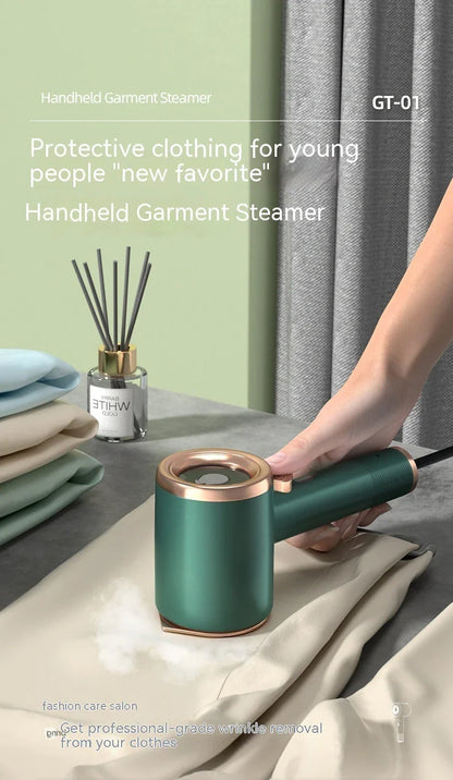 Compact handheld garment steamer with titanium soleplate for wrinkle-free clothes on the go