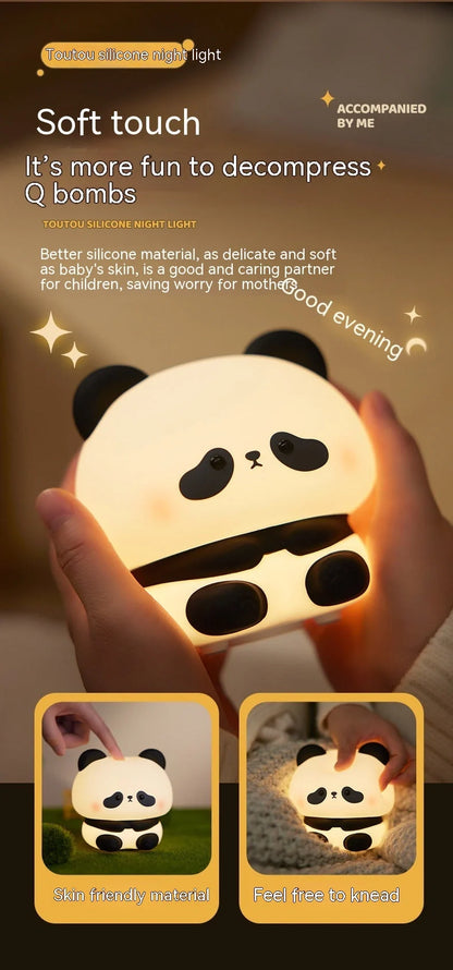 Adorable USB rechargeable panda LED night light with touch control and adjustable colours