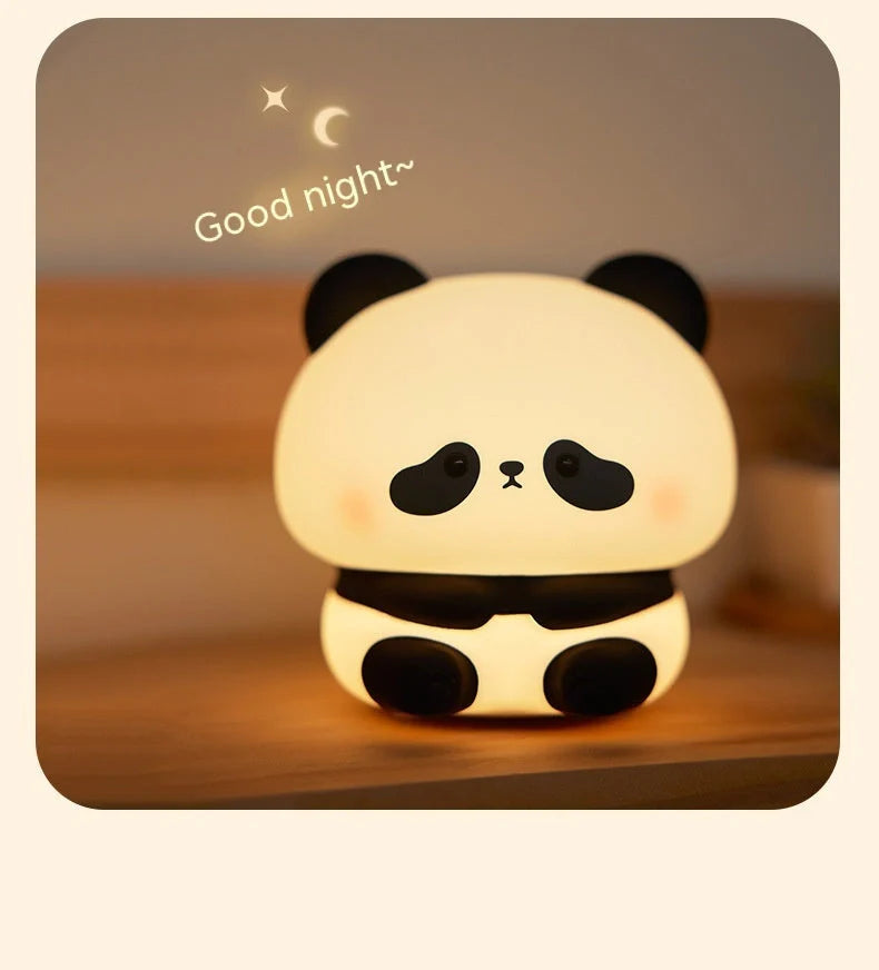 Adorable USB rechargeable panda LED night light with touch control and adjustable colours