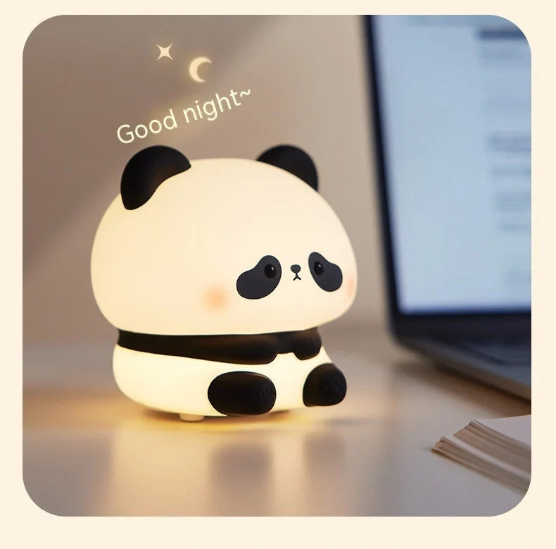Adorable USB rechargeable panda LED night light with touch control and adjustable colours