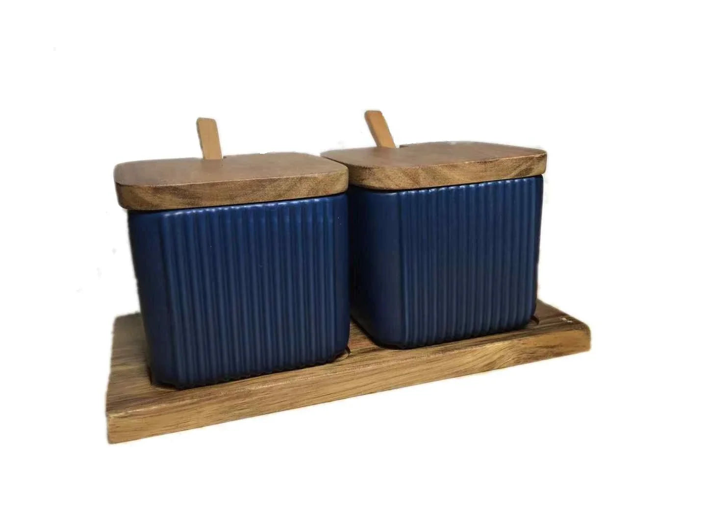 Stylish ceramic seasoning box set with sleek matte finish and airtight lids, perfect for organising spices in a modern British kitchen