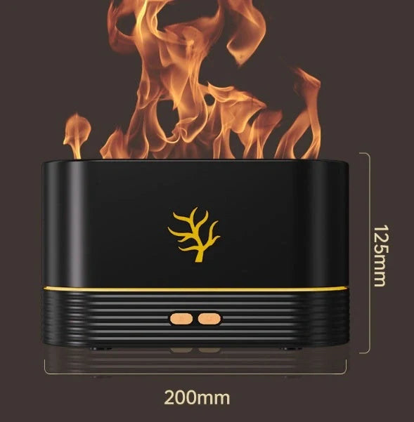 USB Flame Humidifier with aroma diffuser and LED night light in white and black