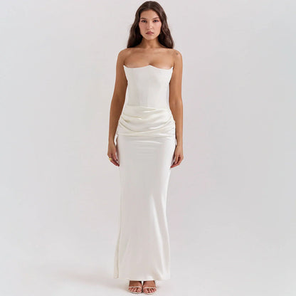 Elegant backless tube top dress in a variety of colours, featuring a sleek and sophisticated design for special occasions