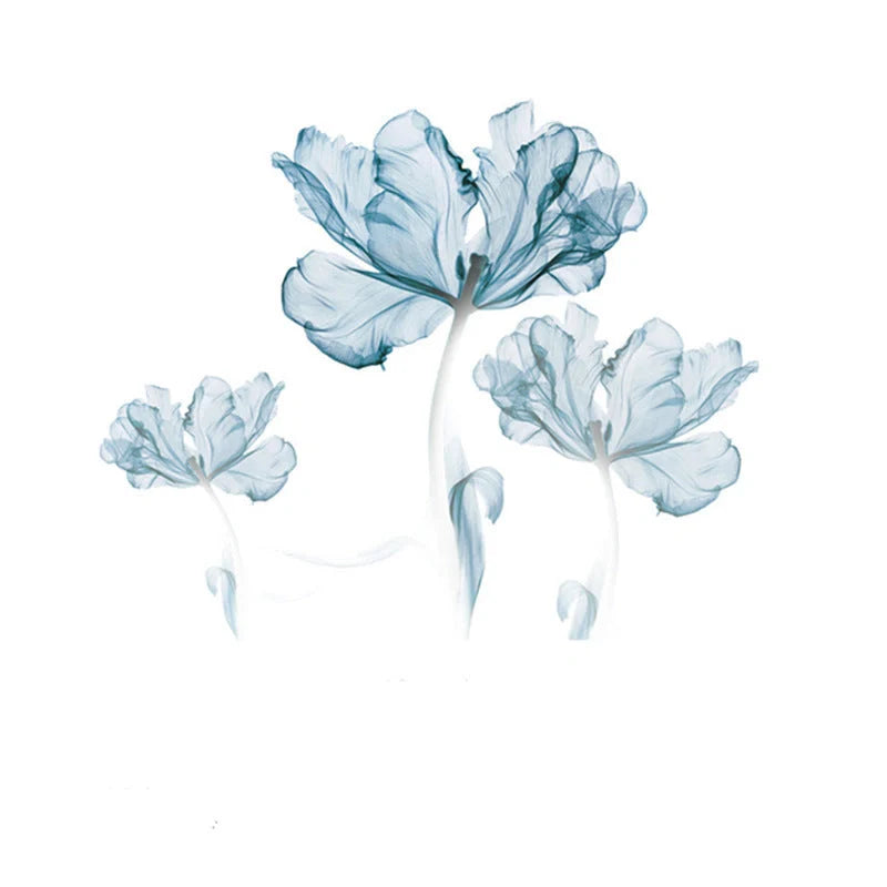 Nordic blue flower PVC wall stickers for elegant home decoration