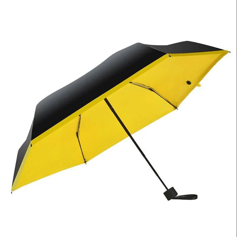 Compact folding umbrella in multiple colours, offering sun protection and windproof design for all-weather use in the UK
