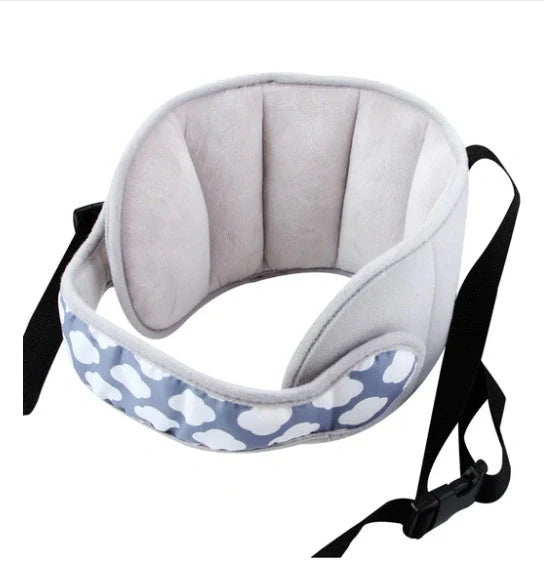 Adjustable car seat head support for babies and kids with fixed sleeping pillow