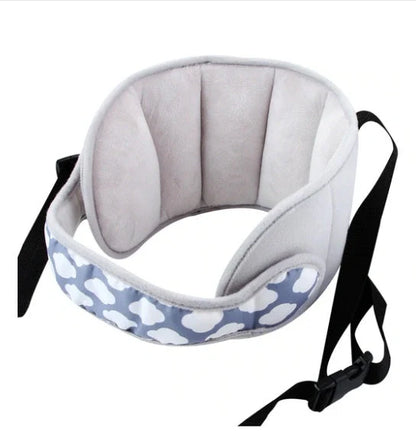 Adjustable car seat head support for babies and kids with fixed sleeping pillow