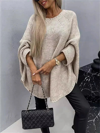 Stylish winter batwing sleeve pullover sweater for women in various colours