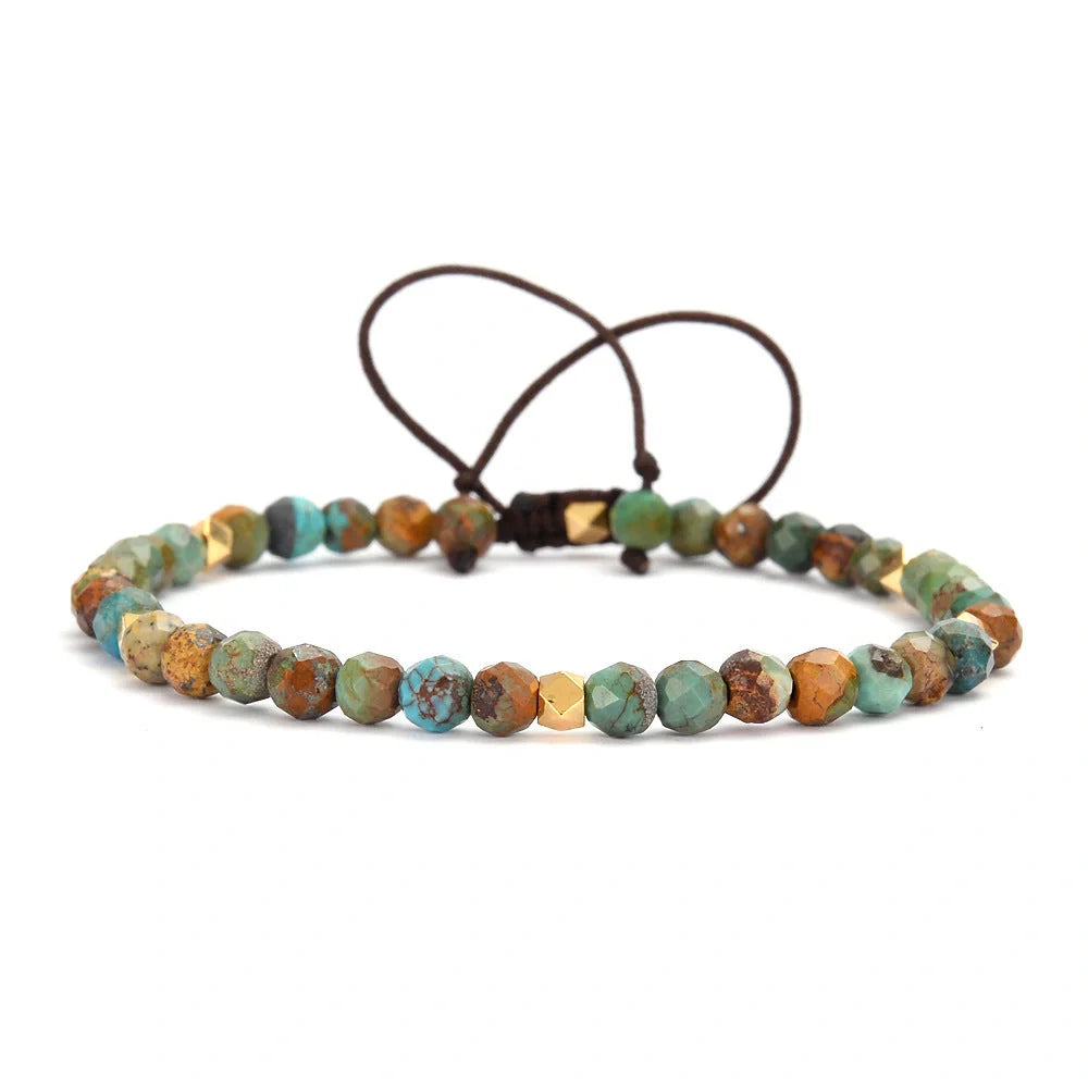 Adjustable Natural African Turquoise Braided Bracelet with vivid colour stones