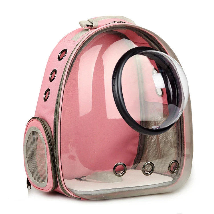 Premium transparent pet carrier backpack with side-entry door and breathable design for cats up to 12 kg
