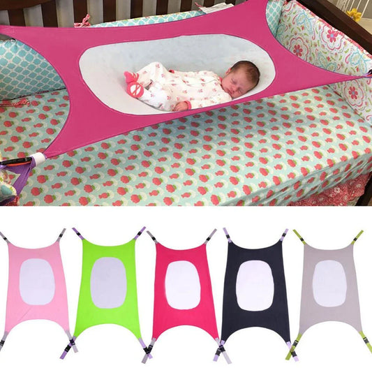 Portable baby crib hammock made of soft crushed velour in various colors to help reduce SIDS and flat head syndrome