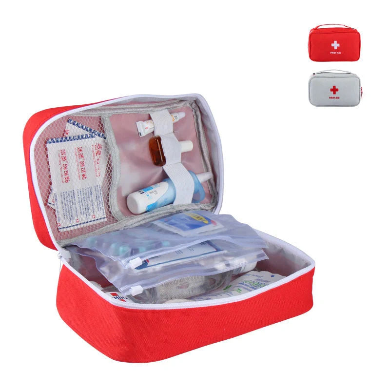 Large empty first aid kit in red, made from durable 600D Oxford cloth for outdoor and travel use