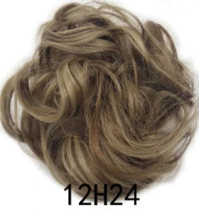 Synthetic wavy curly messy hair bun for women, 12cm diameter, high temperature wire
