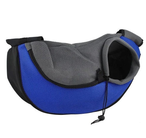 Premium soft pet sling carrier with padded mesh fabric and adjustable leather strap for hands-free convenience and pet comfort