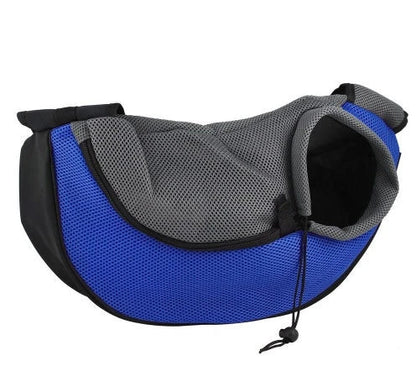 Premium soft pet sling carrier with padded mesh fabric and adjustable leather strap for hands-free convenience and pet comfort
