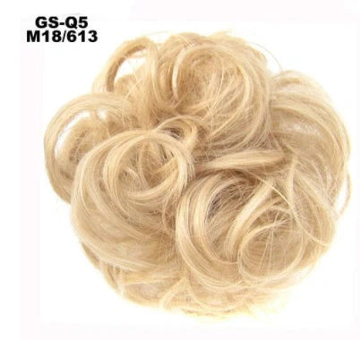 Synthetic wavy curly messy hair bun for women, 12cm diameter, high temperature wire