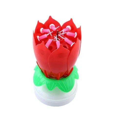 Musical Lotus Candles in various colours, showcasing the elegant lotus design and music feature