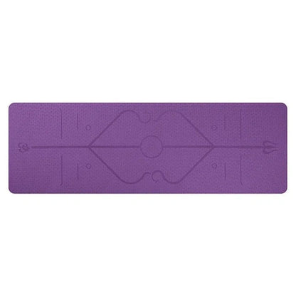 Non-slip TPE yoga mat with position lines for beginners, available in multiple colors
