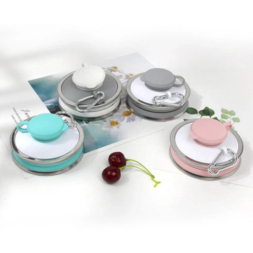 500ml foldable silicone water bottle in various colors with leak-proof lid