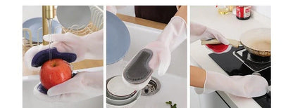 White Transparent Magic Silicone Gloves for waterproof dishwashing and cleaning