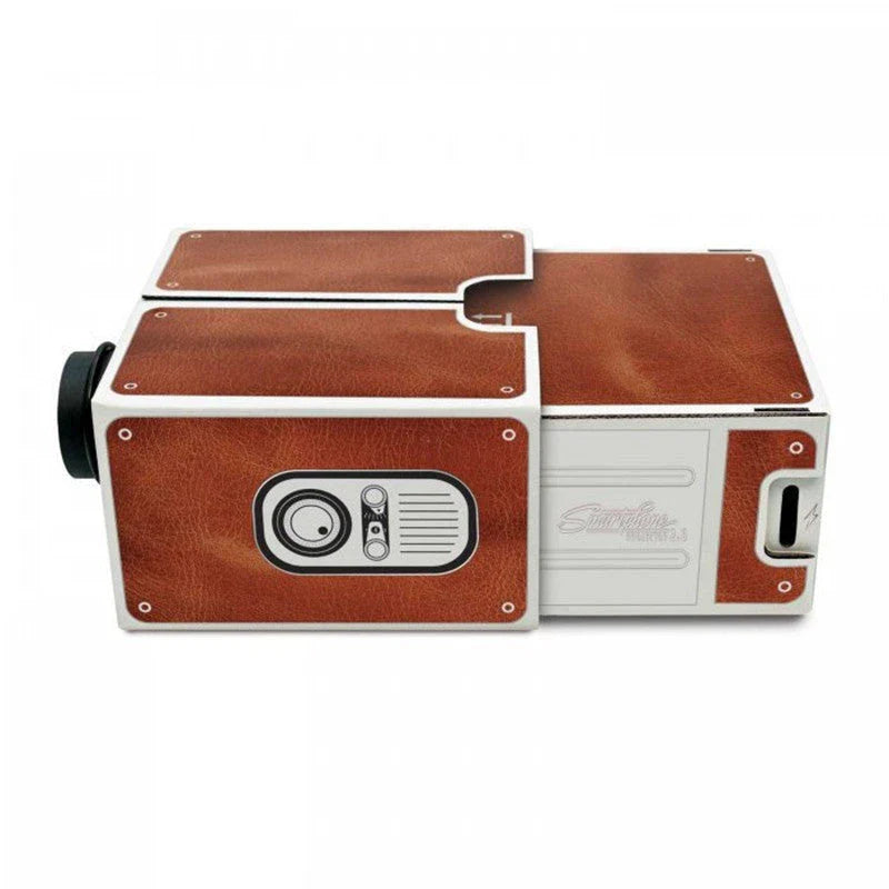 Compact cardboard phone projector for creating a miniature home cinema experience