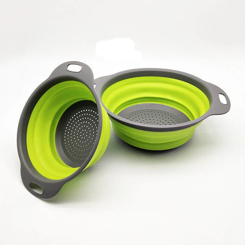 Premium collapsible silicone colander for rinsing, draining, and storing fruits and vegetables in the kitchen
