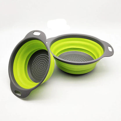 Premium collapsible silicone colander for rinsing, draining, and storing fruits and vegetables in the kitchen