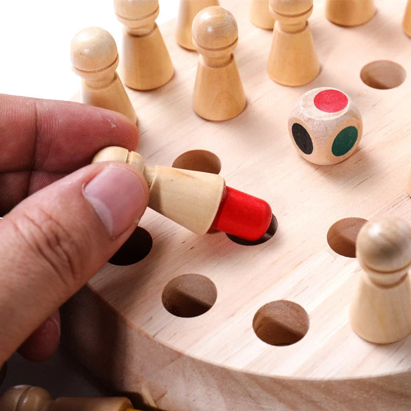 Children's wooden memory chess set for early colour education