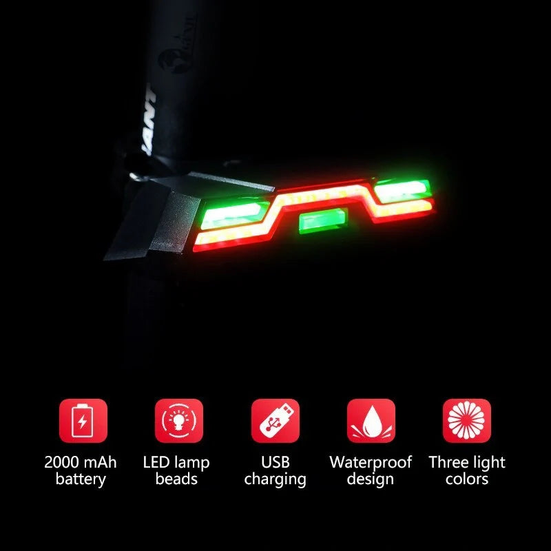 USB rechargeable waterproof bicycle tail light with 3 colour options