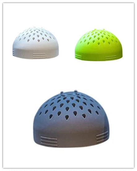 Silicone mini kitchen colander in white and green, perfect for filtering small items