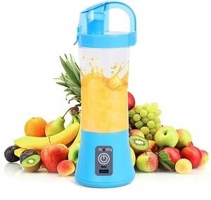 Portable USB Rechargeable Fruit Juicer Blender with 400mL Juice Cup in Blue, Pink, and Green Colors