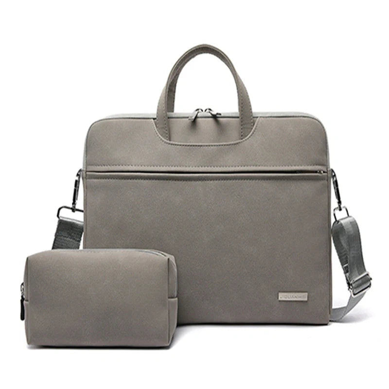 Stylish waterproof PU leather laptop bag for MacBook Air with removable shoulder strap