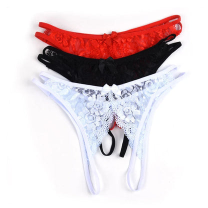 Elegant women's lace thong panties in various colours, offering comfort and style.