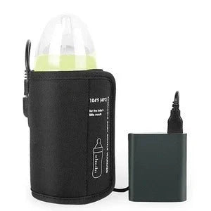 NewbornQueen™ USB Baby Bottle Warmer in black, portable and safe for warming baby's milk