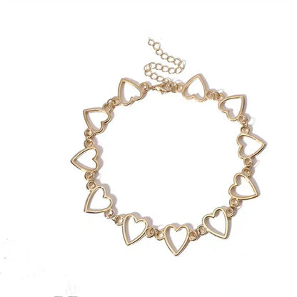Hollow Korean Sweet Love Heart Choker in silver and gold with adjustable chain