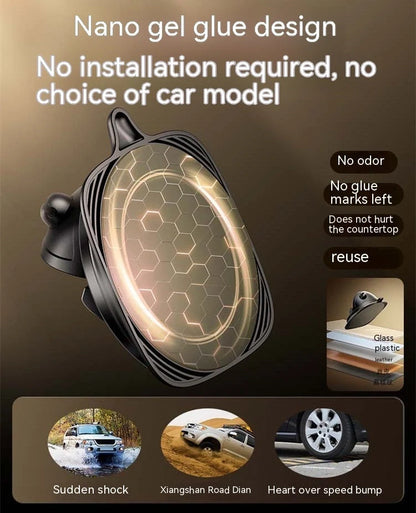 Secure Car Phone Mount with Reusable Silicone Pad for Dashboard, Adjustable 360-degree Rotation, Magnetic Charging Cable