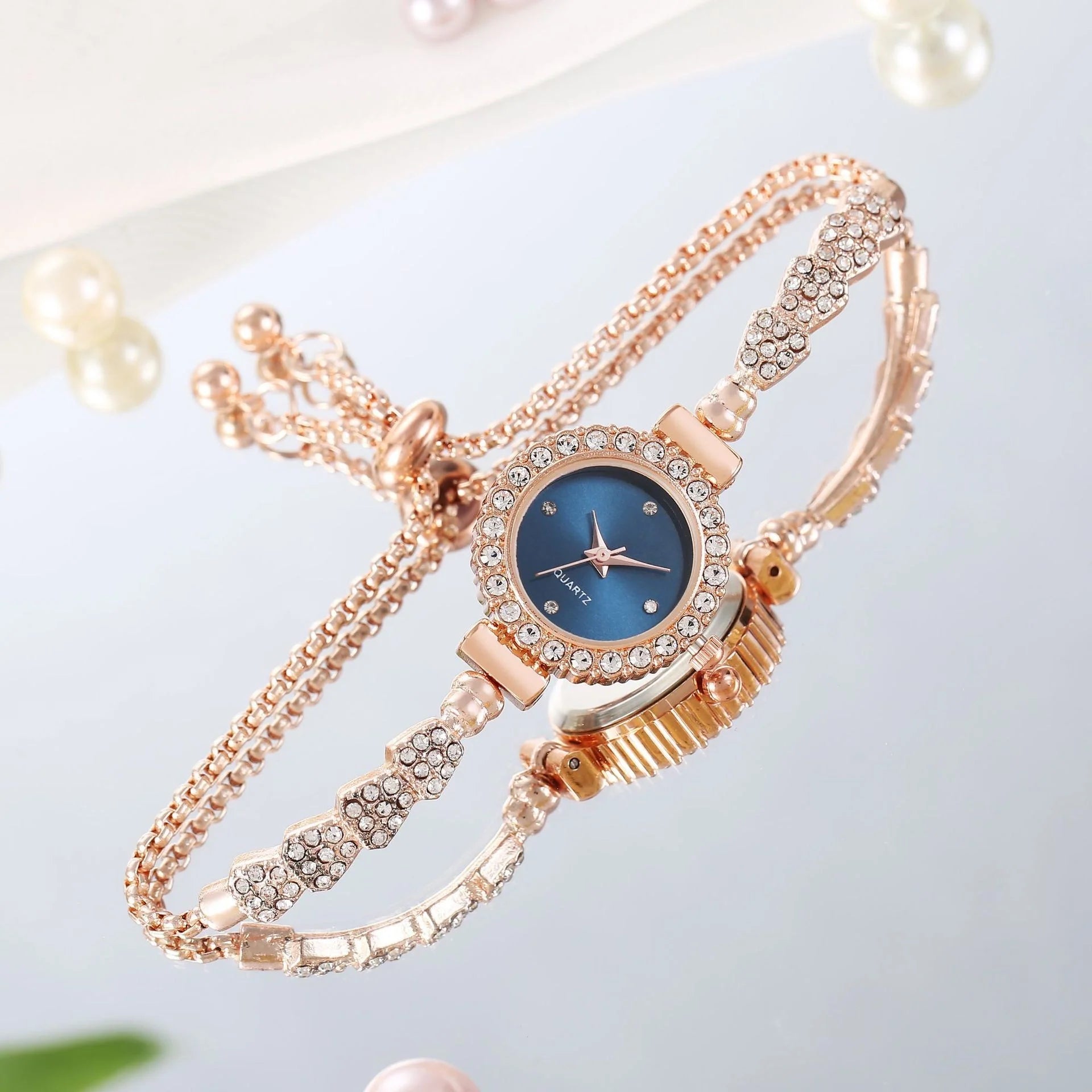 Gold Fine Strap Ladies Watch with jewellery buckle in six colours