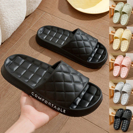 Cozy plaid indoor slippers with soft, silent, and waterproof EVA construction for comfortable all-day wear