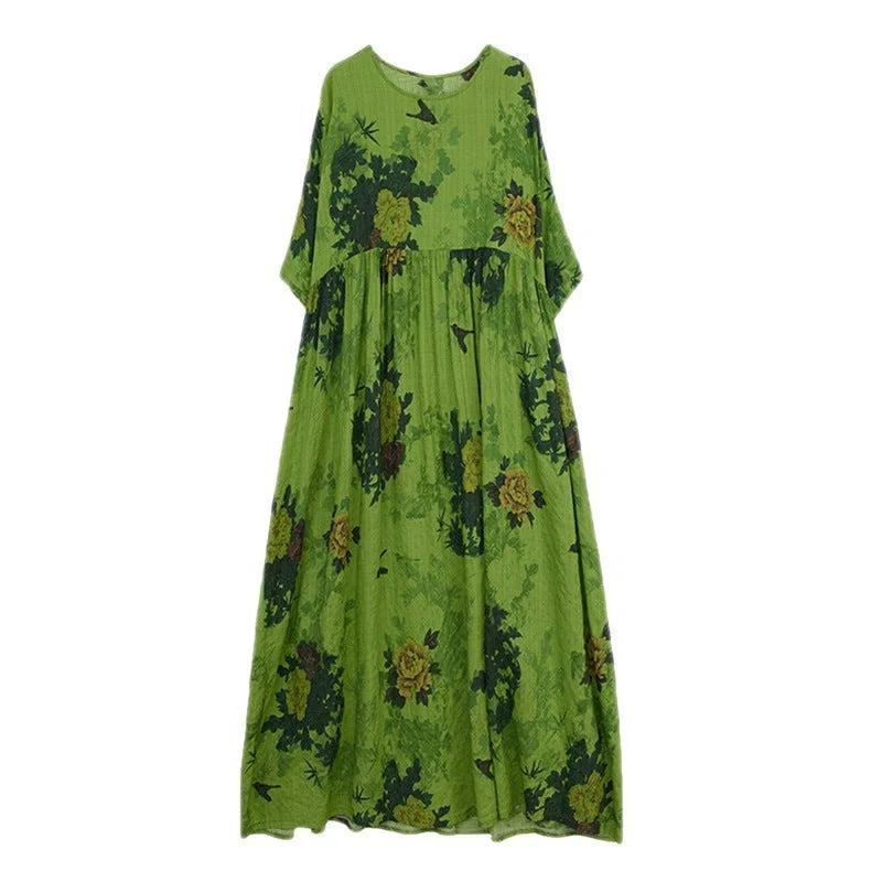 Stylish Renaissance-inspired pullover dress with round neckline and medium-length swing skirt, made from premium cotton blend fabrics