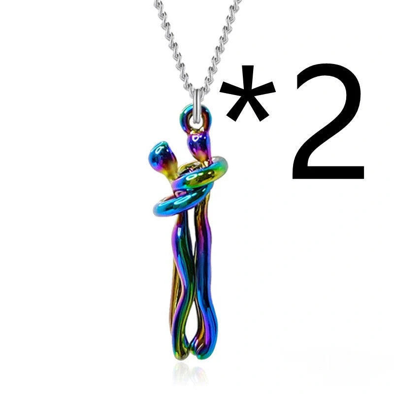 Affectionate Hug Necklace for couples in punk street style with snake bone chain